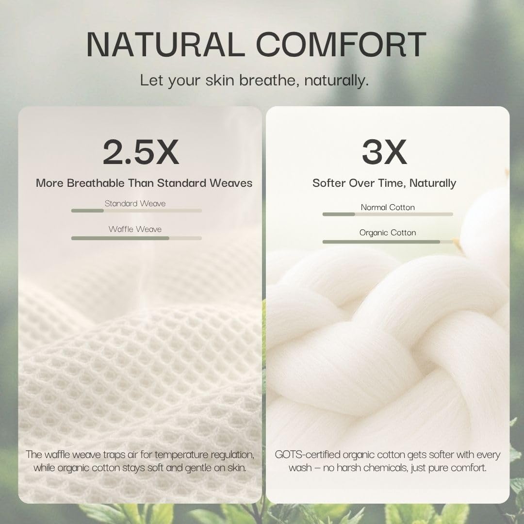 CozySea Organic Cotton Waffle Throw Blanket
